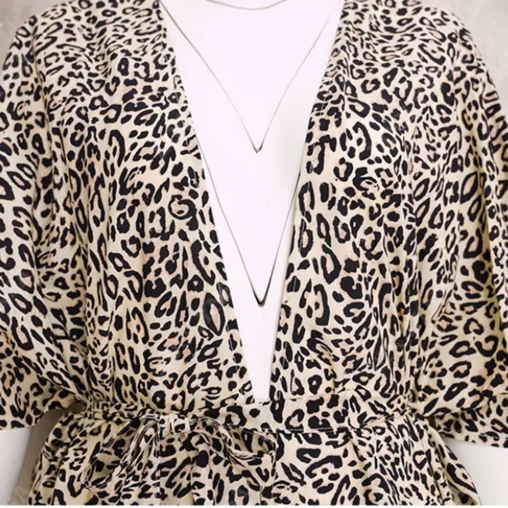 New Bohemian Leopard Kimono Duster Jacket Robe Swim Cover Up Wrap - Picture 16 of 17
